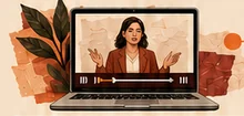 Videoaula com Juliene em um laptop